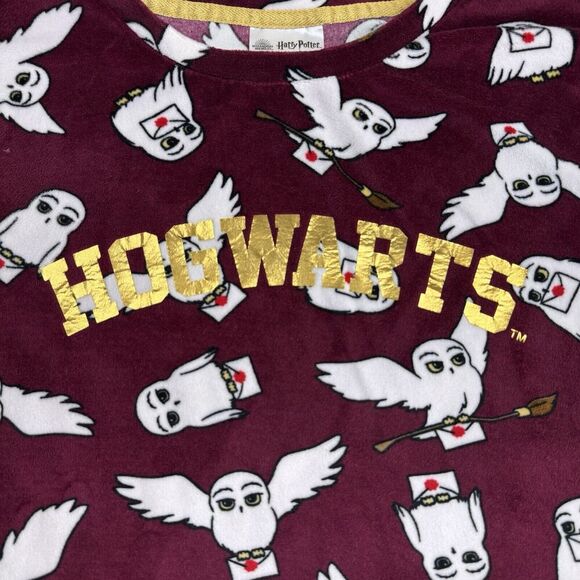 Harry Potter PJ Set 2 Piece Brick Red XL (16-18) Hogwarts Owl Hedwig Girls - Picture 6 of 14